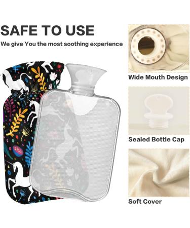 Naanle Unicorn Flowers Heat Bottle - 1L Transparent Hot Water Bottle for Warm & Cold Therapy | Ideal for Pain Relief & Cozy Comfort - Buy Online on GoSupps.com