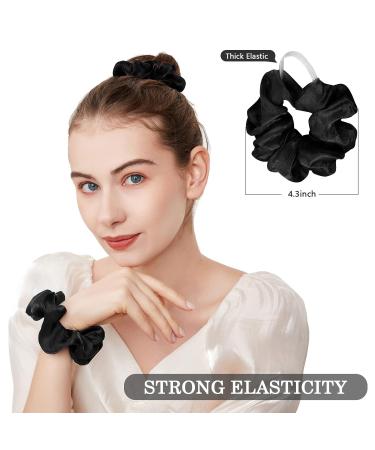 ADRIONE Satin Silk Hair Scrunchies 12 Pack - Large Black Scrunchies for Women's Thick Curly Hair - Buy Online on GoSupps.com