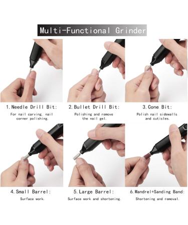Electric Nail Drill Kit with 6 Changeable Drills - USB Manicure Sander & Polisher for Exfoliating, Grinding, and Polishing Acrylic Nails - Buy Online on GoSupps.com