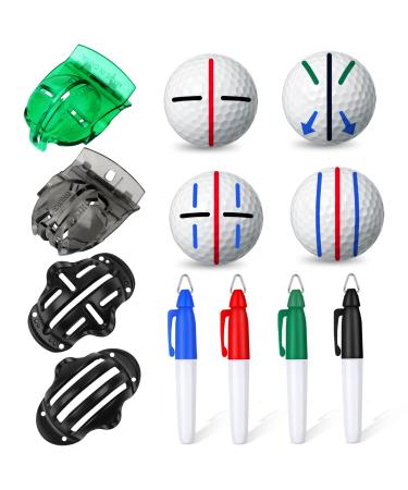 8 Pack Golf Ball Marker Liner Drawing Marker, Golf Ball Marker, 4 Golf Ball Marker Stencil and 4 Color Golf Ball Markers, Golf Ball Line Marker Tool, Golf Ball Alignment Marking Tool for The Golfer