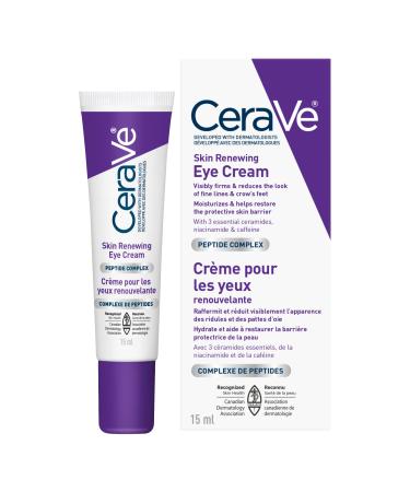 CeraVe Skin Renewing Eye Cream Under Eye Cream with Caffeine Peptides & Hyaluronic Acid Reduce Appearance of Fine Lines. Fragrance-Free & Ophthalmologist Tested 15 mL