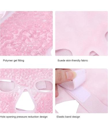 Reusable Gel Beads Face Mask Hot Cold Compress Cooling Relaxing Facial Gel Mask (Pink) for SPA Temperature Storage Soft Fabric Elastic Band - Buy Online on GoSupps.com
