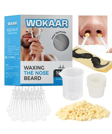 2023 Wokaar Nose Wax NEW 100g Hypoallergenic Nostril Waxing kit Gentle Ear Hair Removal for Men 30Applicators 10 Mustache Guards Safe Easy Quick and Painless BLUE2