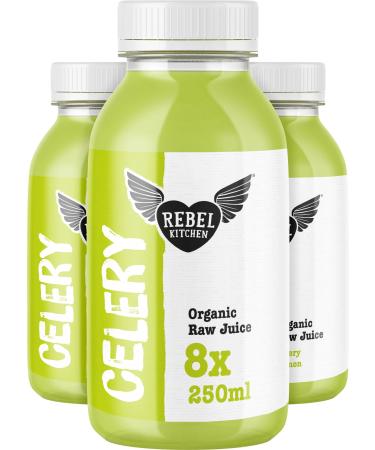 Rebel Kitchen Juices (Celery Juice 8 x 250ml) - Organic - Cold Pressed - Made in the UK - Soil Association Certified - 1% for the Planet - B-Corp Certified Celery Juice 250 ml (Pack of 1)