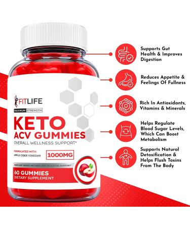 Fitlife Keto Gummies - 3 Pack Vegan Formula with Apple Cider Vinegar - 180 Gummies - Buy Online on GoSupps.com