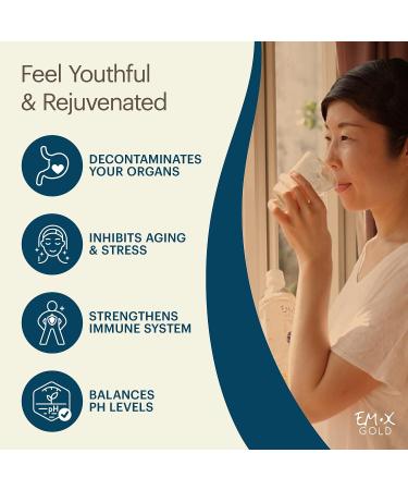 TeraGanix EM-X Gold Prebiotic Anti Aging Gut Health Drink (50 Day Supply) - Reduce Joint Pain & Inflammation, Liquid Antioxidants Supplement, Balance pH - 500mL - Buy Online on GoSupps.com