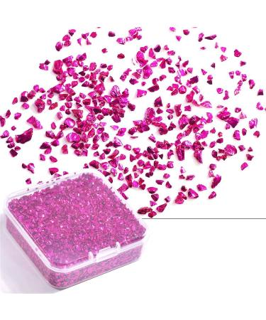 DIY Manicure Sparkly Irregular Mirror Nail Foils Luxury Nail Sequins Nail Glitter Flakes(rose red)