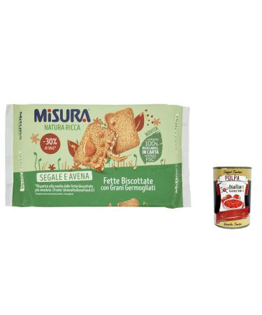 Italian Gourmet E.R. Misura Natura Ricca Segale e Avena Set of 12 Rusks with Sprouted Grains 320 g + Pulpa Italian Gourmet 400 g