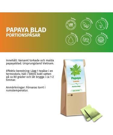 ERASVITAL LTD ERASVITAL Papaya leaves and papaya stems ground and portioned in bag without other additives 120 tea bags 276 g - Buy Online on GoSupps.com