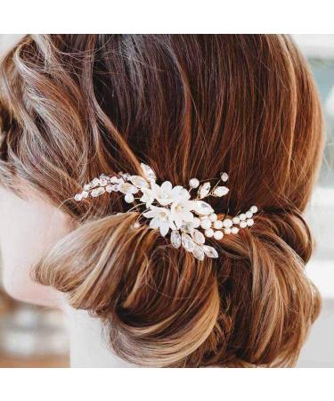 Fairvir Bride Hair Needles - Silver Rhinestone Flower Crystal Bridal Jewelry Headdress Hair Accessories for Women & Girls - 2 Pieces Rose Gold - Buy Online on GoSupps.com