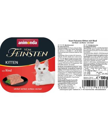 Animonda Finest Kitten Wet Food - Beef for Growing Cats 32 x 100g Pack - Premium Nutrition for Kittens' First Year - Buy Online on GoSupps.com