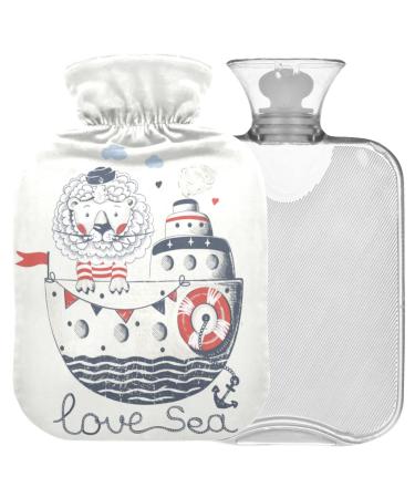Naanle Sweet Lion Sailor Heat bottle Mit Transparent Warm Water bottle 1l heat bottle for bed hand feet warmer pain relief warmth and cold therapy
