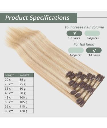 Tess Real Hair Extensions | Clip-In 7A Weft | 50cm Long Smooth Blonde Hair | 18 Clips (#18/613 Hellgoldblond) - Buy Online on GoSupps.com
