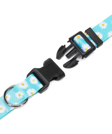 Suredoo Adjustable Dog Collar - Soft & Comfortable Nylon for Small to Medium Dogs | Blue Daisy Design (M: Neck 33-55 cm 2 cm Width) - Buy Online on GoSupps.com