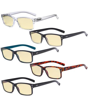 Eyekepper 5 pieces Classic Spring Hinge Reading Glasses Sun Reading Glasses Blue Light Blocking-b60-5 pieces 0.5 diopters