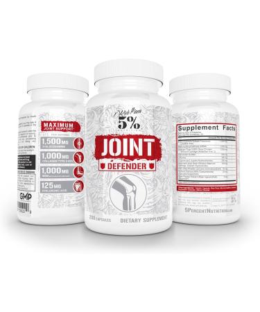 5% Nutrition Rich Piana Joint Defender Maximum Joint Support Supplement | Collagen Glucosamine Chondroitin Turmeric Curcumin with Black Pepper MSM Hyaluronic Acid | 200 Capsules 25 Servings - Buy Online on GoSupps.com