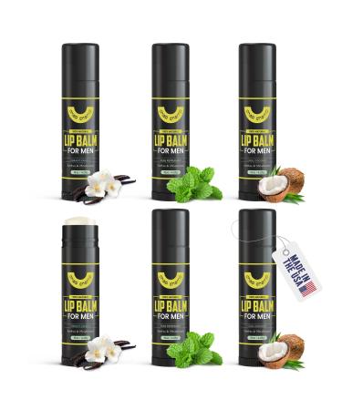 ChapChamp Lip Balm for Men - Great Stocking Stuffer - Vitamin E and Beeswax - Chapstick for Men - Peppermint Coconut & Vanilla Lip Balm - Made in the USA (USDA Organic 5 Pack)