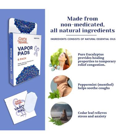 GuruNanda Waterless Vaporizer Pads with Eucalyptus & Cedar Leaf Essential Oils - 18 Reusable Pads for Congestion Relief in Kids and Adults - Buy Online on GoSupps.com