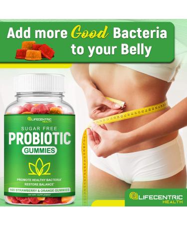 Probiotic Gummies for Adults and Kids Max Strength 5 Billion CFU | Organic Sugar Free Gummies for Digestive Health | 100 Count Vegan Gluten Free Chewable Probiotics Gummies for Men Women and Children - Buy Online on GoSupps.com