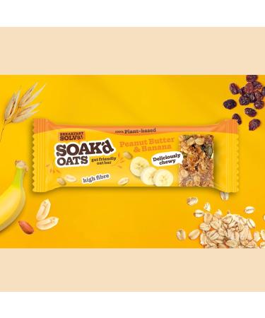 SOAK'd Oats Gluten Free Peanut Butter & Banana Breakfast Bars - Box of 16 x 42g | Chewy High Fibre Oat Bars for Healthy Snacking | Gut Friendly & Delicious | Ideal for Lunch Box & Gym - Buy Online on GoSupps.com