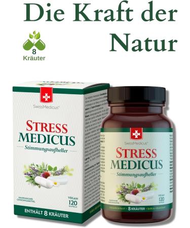 Swissmedicus Stress Medicus - Natural Herbal Supplement for Mood & Mental Health | 120 Vegan Capsules with St. John's Wort & Baikal Helmet Herb - Buy Online on GoSupps.com
