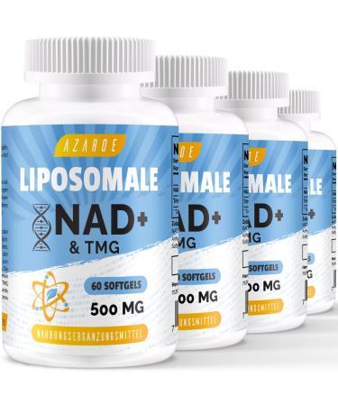 Liposomal NAD+ Softgels 500mg with TMG 250mg more efficient than Nicotinamide Riboside supports cell energy and healthy aging 60 Softgels 240 Count (Pack of 4)