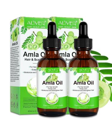 p-beauty Amla Hair Oil for intensive hair growth against dandruff and hair loss cold-pressed organic and vegan vitamin C amino acid 2 x 60 ml