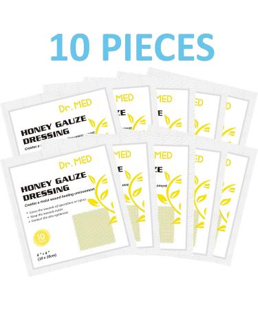 Dr. Med Manuka Honey Gauze Dressing 4x4 - 10 PCS | Medical Bandage for Wound Healing, Minor Abrasions, Cuts, Burns | Chemical and Drug Free - Buy Online on GoSupps.com