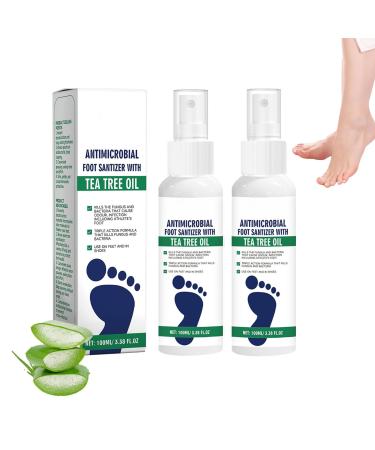 G n rique 2 x Tea Tree Oil Foot Care Spray Natural Tea Tree Oil & Aloe Vera Foot Spray Foot & Nail Care Serum Quick-Drying and Travel-Friendly