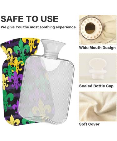 Mardi Gras Stripes Hot Water Bottle with Cover | 2L Pain Relief Heating Pad for Arthritis - Buy Online on GoSupps.com
