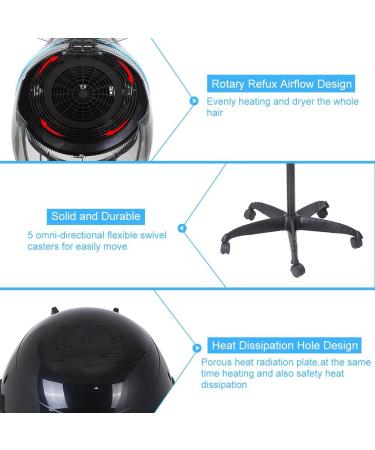 Keenso Stand Up Hair Dryer Professional Rolling Hooded Bonnet for Salon Quality Hair Treatment & Hot Perm Styling - Buy Online on GoSupps.com