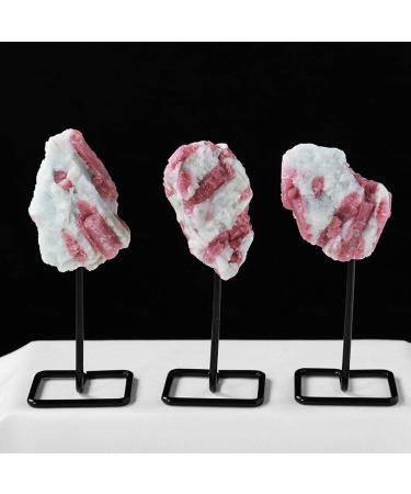 Crystal Rough Natural Rough Stones Pink Tourmaline with Display Stand Pink Crystal Original Speciment Raw Tourmaline of Plum Blossom for Home Decor Jewelry DIY Reiki Wicca Stone Set - Buy Online on GoSupps.com