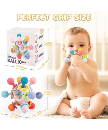 Daboot Teething Ball Toy for Babies 0-6 Months | Sensory Infant Teether Rattle Chew Toy | Easy to Hold | Baby Girl Boy Gift (Pink) - Buy Online on GoSupps.com