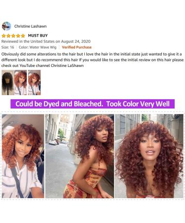 CYNOSURE 16 Inch Water Wave Wig with Bangs | 150% Density Glueless Human Hair for Black Women | Natural Black Non-Lace Front Wig | Pack of 1 - Buy Online on GoSupps.com