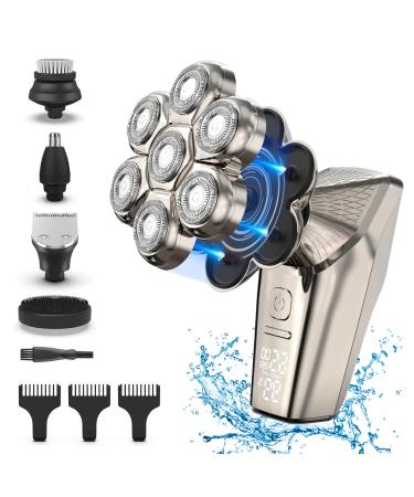 BlueFire Head Shaver for Men Waterproof 7 Head Mens Electric Razors Wet and Dry Smooth Rotary Shavers Special Designed for Cordless Bald Head and Face Shaving