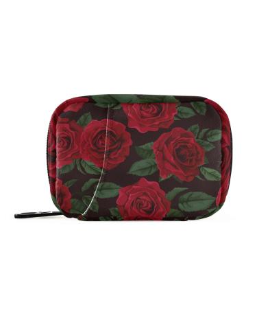 xigua Rose Flower Pill Case 7-Day Travel Pill Organizer Box with Zipper Closure for Vitamins Medication and Supplements