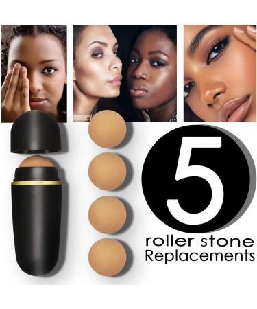 Lazzybeauty Oil Absorbing Volcanic Roller - 5PCS Facial Volcanic Stone Roller for Instant Oil Control and Shine Removal - Portable and Reusable for Oily Skin - Black - Buy Online on GoSupps.com