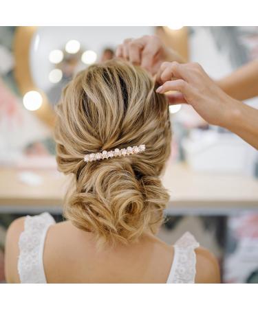 2 Pieces Pearl Hair Side Comb 15 Teeth Decorative Hair Combs Side Pearl Rhinestone Crystal Bridal Wedding Comb Hair Accessories for Women and Girls - Buy Online on GoSupps.com