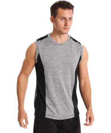 Vislivin Men's Sports Tank Top - Fitness Sleeveless Gym Undershirt in XL Dark Grey/Wine Red/Gray - Buy Online on GoSupps.com