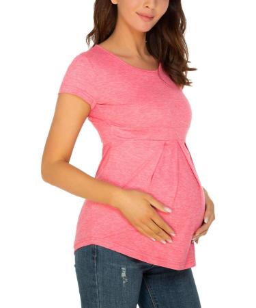 Love2Mi Women's Maternity Nursing Shirt - Wrap Layered Design, Stop Maternity Top, S-Pink M - Buy Online on GoSupps.com
