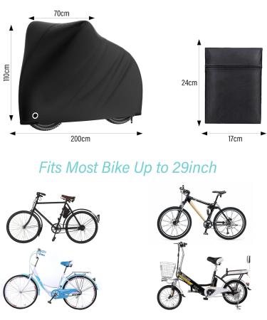 Waterproof Bicycle Cover - Durable 190T Protection Against Snow Dust & Rain - Bicycle Garage Cover with Castle Holes - 200x70x110cm with Carry Bag - Buy Online on GoSupps.com