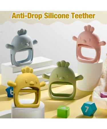 4 Pack Silicone Baby Teething Toys for 0-6 Months | Anti-Dropping Wrist Teethers | Chick Baby Chew Toy for Sucking Needs - Buy Online on GoSupps.com