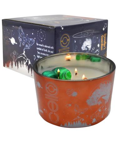 Cello Celestial Large Scented Candles with Malachite Gemstones. A Crystal Candle The Perfect Astrology Gift. The Ideal Scented Candles Candles for Men Or Candle Gifts for Women. Malachite Large
