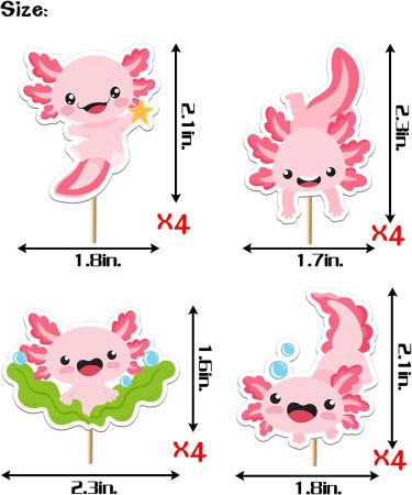 Pink Axolotl Cupcake Topper for for Pink Fish Birthday Cupcake Decorations Cute Axolotl Theme Party Decorations Supplies - Buy Online on GoSupps.com