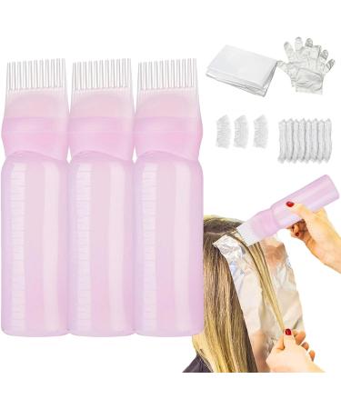 ORTUH 3 Hair Oil Applicator Bottle 160ml Hair Dye Brush Bottle Hair Dye Applicator Brush Hair Oil Applicator Bottle Applicator Brush Bottle With Graduated Scale For Salon Dyeing Perming (Pink) - Buy Online on GoSupps.com