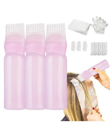 Oil Scalp Applicator - 160ml Lightweight Oil Bottle | Lightweight Oil Bottle Oil Applicator for Hair Dye Scalp Massage Comb for Hair Dyeing Pink