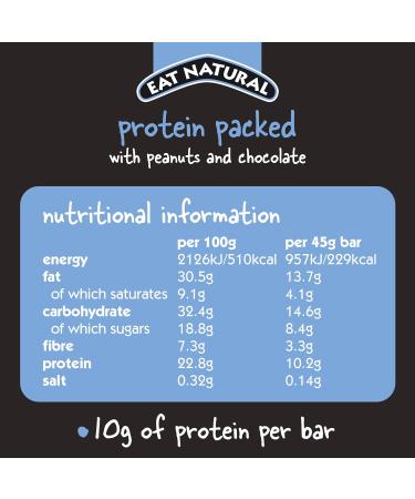 Eat Natural Protein Bars - Peanuts & Chocolate Nut Bar 20 x 45g - Gluten Free & Seriously Crunchy Snack Bars - 20 Count Pack - Buy Online on GoSupps.com