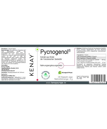 Pycnogenol 100mg - Vegan Extract from French Maritime Pine Bark - 30 Vegetable Capsules - No Magnesium Stearate - International Shipping Available - Buy Online on GoSupps.com