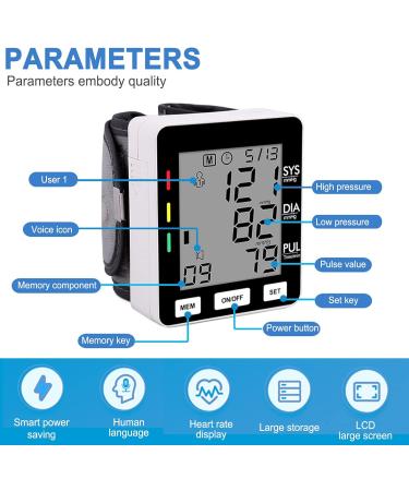 Digital Wrist Blood Pressure Monitor - Adjustable Cuff Accurate Readings 2 User Memory Easy-to-Read Display - International Shipping Available - Buy Online on GoSupps.com