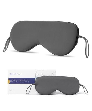 Nitetronic Sleep Eye Mask for Men Women Updated Design Light Blocking Soft and Comfortable Night Eye Mask Eye Sleep Shade Cover Blocks Light Reduces Puffy Eyes Gifts Eye Blinder for Sleeping Gray